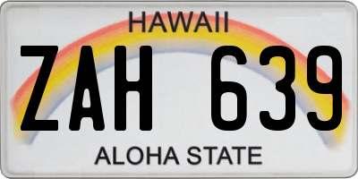 HI license plate ZAH639