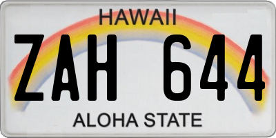 HI license plate ZAH644