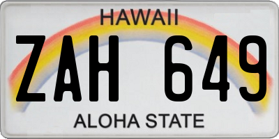 HI license plate ZAH649