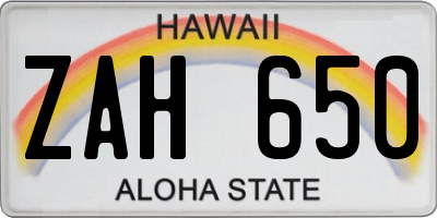 HI license plate ZAH650