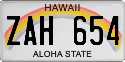 HI license plate ZAH654