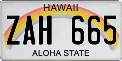 HI license plate ZAH665
