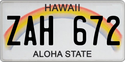 HI license plate ZAH672
