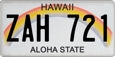 HI license plate ZAH721