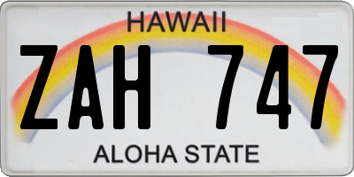 HI license plate ZAH747
