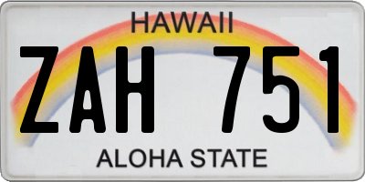 HI license plate ZAH751