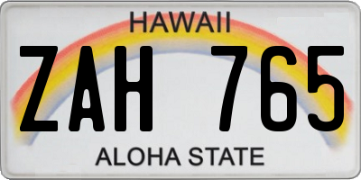 HI license plate ZAH765
