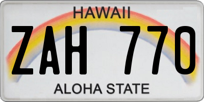 HI license plate ZAH770