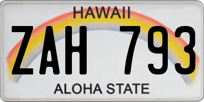 HI license plate ZAH793