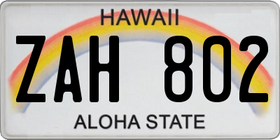 HI license plate ZAH802