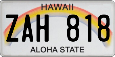HI license plate ZAH818
