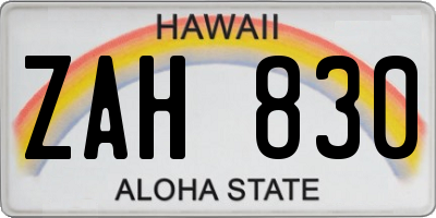 HI license plate ZAH830