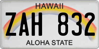 HI license plate ZAH832