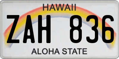 HI license plate ZAH836