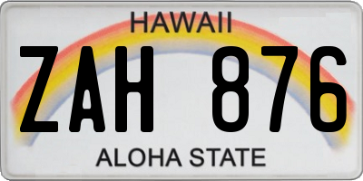 HI license plate ZAH876