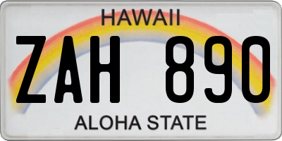 HI license plate ZAH890