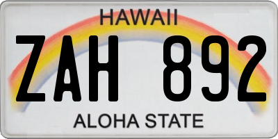 HI license plate ZAH892