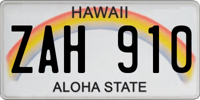 HI license plate ZAH910