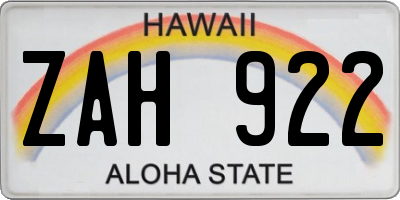 HI license plate ZAH922