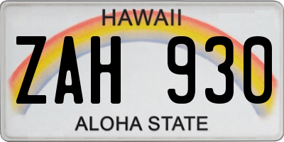 HI license plate ZAH930