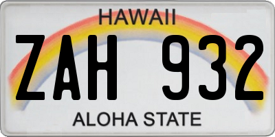 HI license plate ZAH932