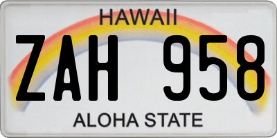 HI license plate ZAH958