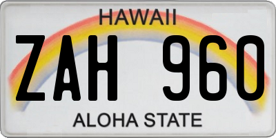 HI license plate ZAH960