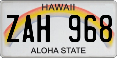 HI license plate ZAH968