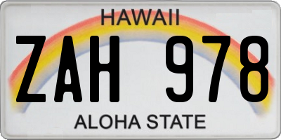 HI license plate ZAH978
