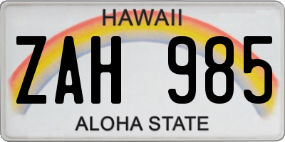 HI license plate ZAH985
