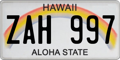 HI license plate ZAH997