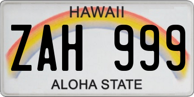 HI license plate ZAH999