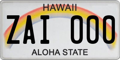 HI license plate ZAI000