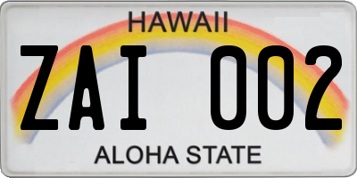 HI license plate ZAI002