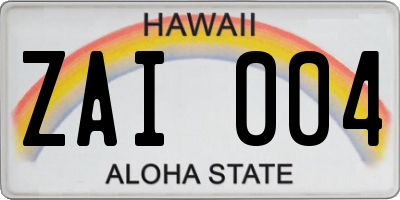 HI license plate ZAI004