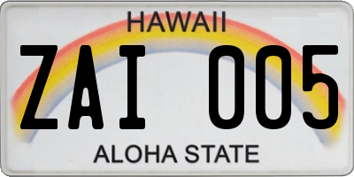 HI license plate ZAI005