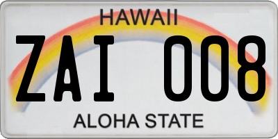HI license plate ZAI008