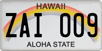 HI license plate ZAI009