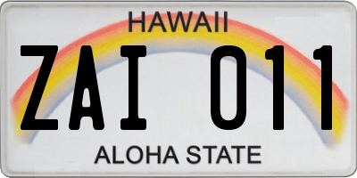 HI license plate ZAI011
