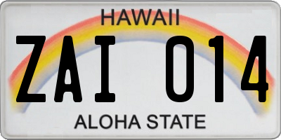 HI license plate ZAI014