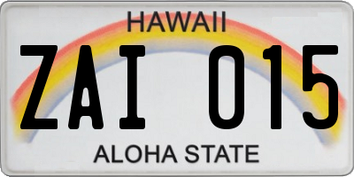 HI license plate ZAI015