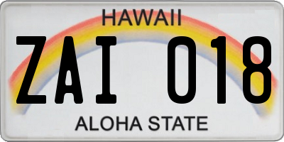 HI license plate ZAI018