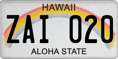 HI license plate ZAI020