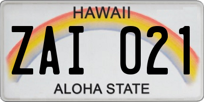 HI license plate ZAI021