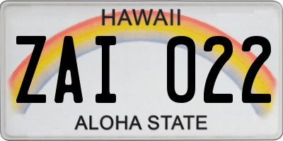 HI license plate ZAI022
