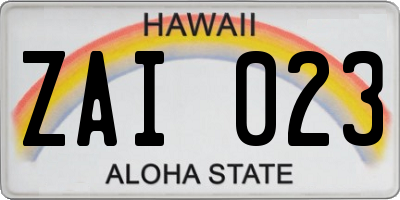 HI license plate ZAI023
