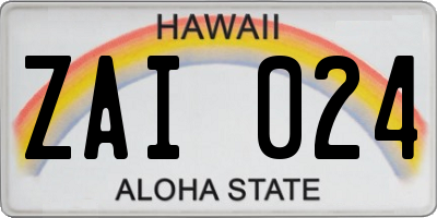 HI license plate ZAI024