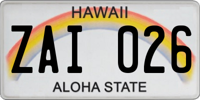 HI license plate ZAI026