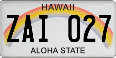 HI license plate ZAI027