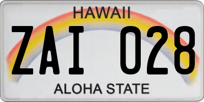 HI license plate ZAI028